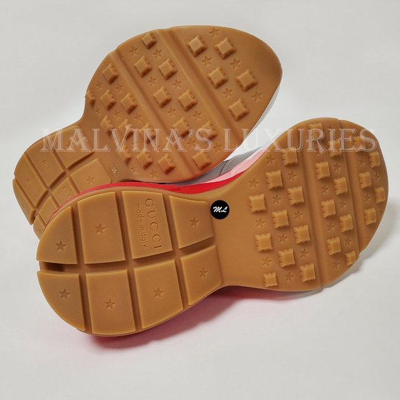 GUCCI SNEAKERS RHYTON WHITE PINK WEB DETAIL MESH SHOES sz 37 G 7 US - Picture 14 of 16